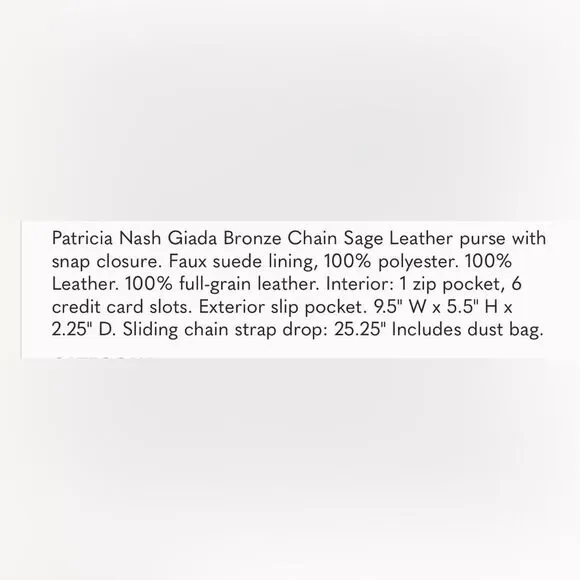 *Patricia Nash* Filagree Giada Leather Crossbody Shoulder Sage Green - Picture 2 of 7